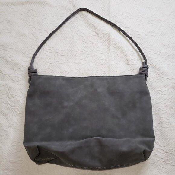 8 Other Reasons Stone Gray Suedette Betsy Slouch Tote Shoulder Bag - Picture 2 of 7